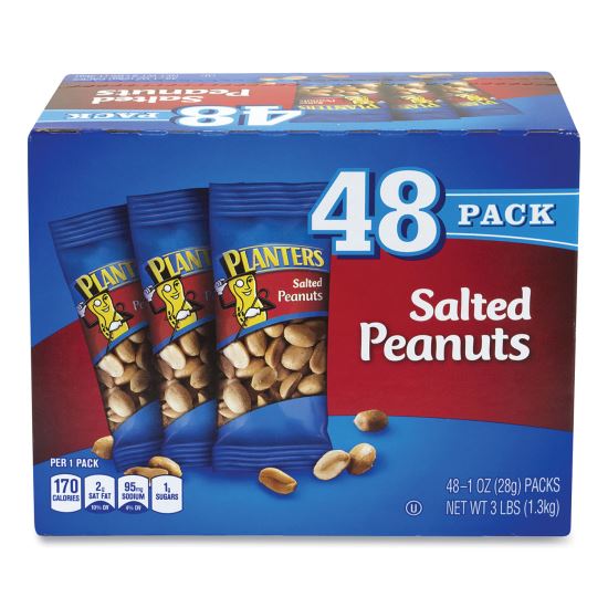 Salted Peanuts, 1 oz Pack, 48/Box, Delivered in 1-4 Business Days1