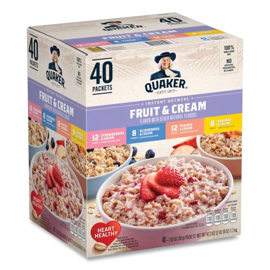 Instant Oatmeal, Assorted Varieties, 1.05 oz Packet, 40/Box, Delivered in 1-4 Business Days1