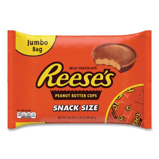 Snack Size Peanut Butter Cups, Jumbo Bag, 19.5 oz Bag, Delivered in 1-4 Business Days1