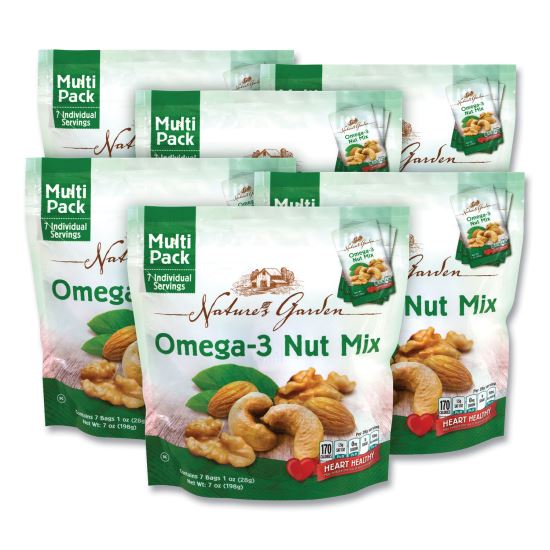 Omega-3 Nut Mix, 1 oz Pouch, 7 Pouches/Pack, 6 Packs/Box, Delivered in 1-4 Business Days1