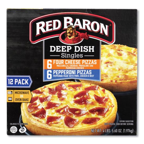 Deep Dish Pizza Singles Variety Pack, Four Cheese/Pepperoni, 5.5 oz Pack, 12 Packs/Box, Delivered in 1-4 Business Days1