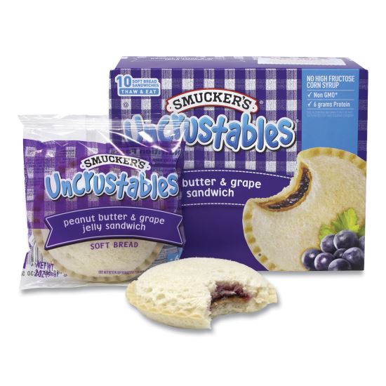 UNCRUSTABLES Soft Bread Sandwiches, Grape Jelly, 2 oz, 10 Sandwiches/Pack, 2 Packs/Box, Delivered in 1-4 Business Days1