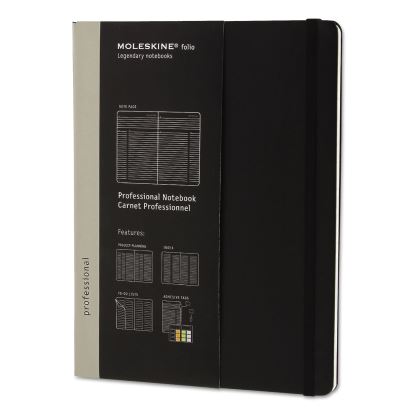 Professional Notebook, Hardcover, 1 Subject, Narrow Rule, Black Cover, 9.75 x 7.5, 192 Sheets1