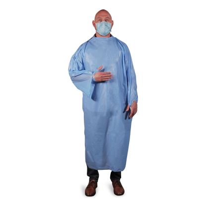 T-Style Isolation Gown, LLDPE, Large, Light Blue, 50/Carton1