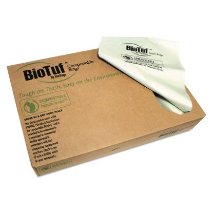 Biotuf Compostable Can Liners, 13 gal, 0.88 mil, 24" x 32", Green, 200/Carton1