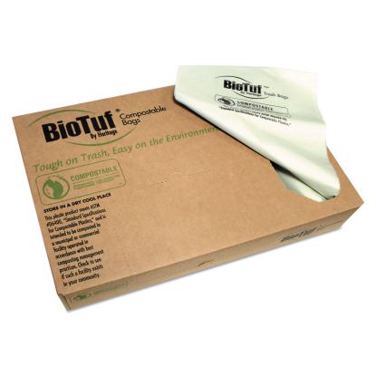 Biotuf Compostable Can Liners, 45 gal, 0.9 mil, 40" x 46", Green, 100/Carton1