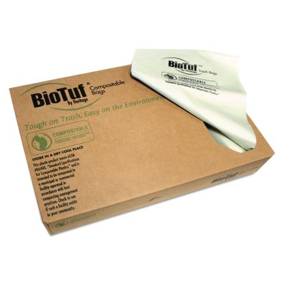 Biotuf Compostable Can Liners, 64 gal, 0.8 mil, 47" x 60", Green, 125/Carton1