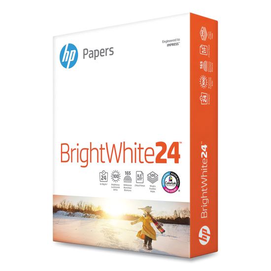 Brightwhite24 Paper, 100 Bright, 24 lb Bond Weight, 8.5 x 11, Bright White, 500/Ream1