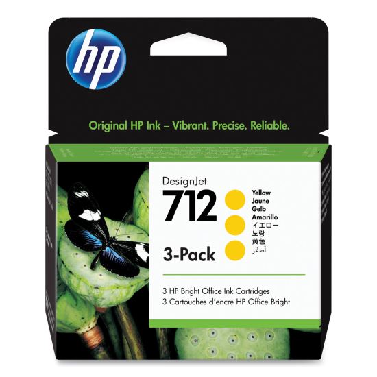 HP 712, (3ED79A) 3-Pack Yellow Original Ink Cartridges1