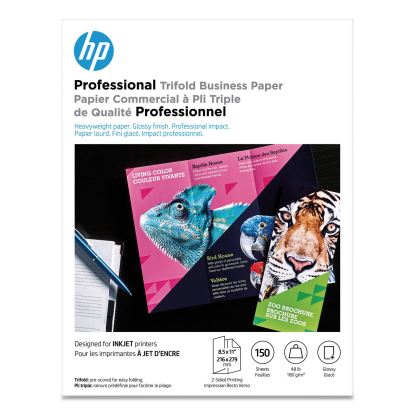 Professional Trifold Business Paper, 48 lb, 8.5 x 11, Glossy White, 150/Pack1