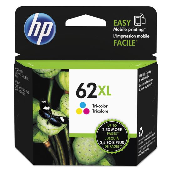 HP 62XL, (C2P07AN) High-Yield Tri-Color Original Ink Cartridge1