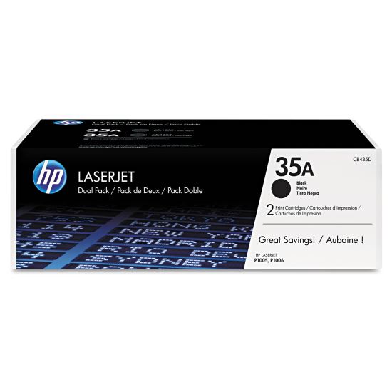 HP 35A, (CB435D) 2-Pack Black Original LaserJet Toner Cartridges1