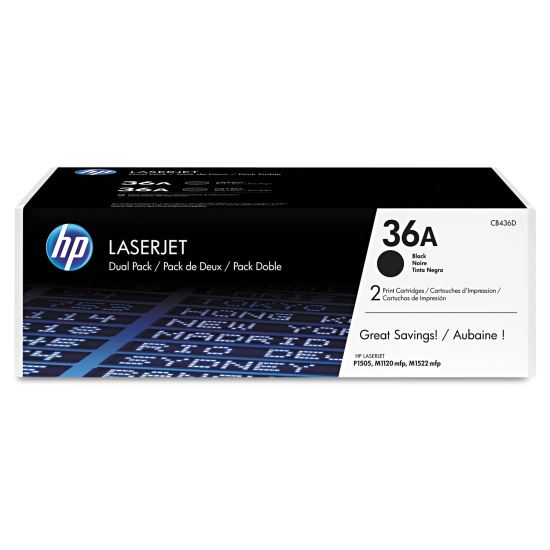 HP 36A, (CB436D) 2-pack Black Original LaserJet Toner Cartridges1