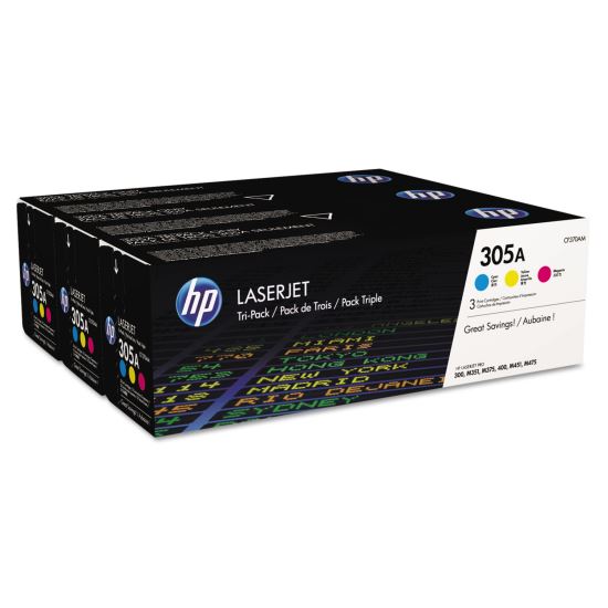 HP 305A, (CF370A-M) 3-Pack Cyan/Magenta/Yellow Original LaserJet Toner Cartridges1