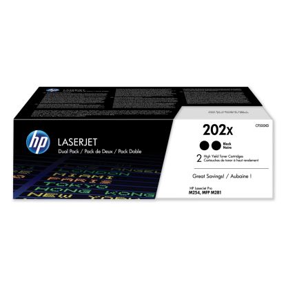 HP 202X, (CF500X-D) 2-Pack High-Yield Black Original LaserJet Toner Cartridges1