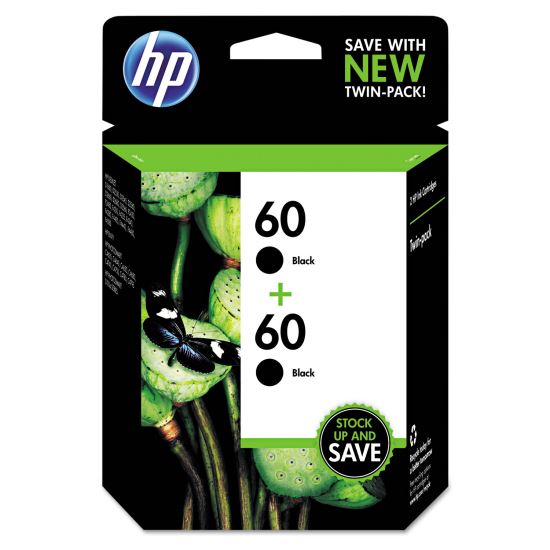 HP 60, (CZ071FN) 2-Pack Black Original Ink Cartridges1