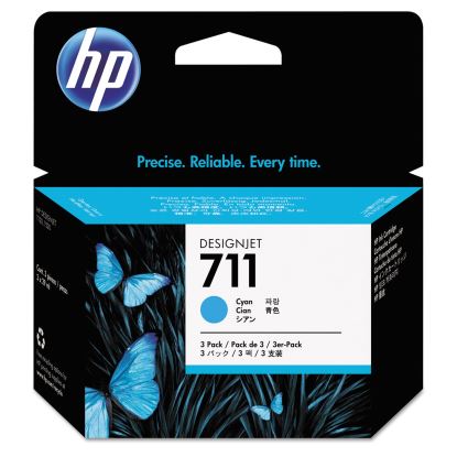 HP 711, (CZ134A) 3-Pack Cyan Original Ink Cartridges1