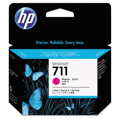 HP 711, (CZ135A) 3-Pack Magenta Original Ink Cartridges1