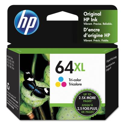 HP 64XL, (N9J91AN) High-Yield Tri-Color Original Ink Cartridge1