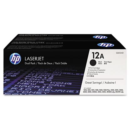 HP 12A, (Q2612D) 2-Pack Black Original LaserJet Toner Cartridges1