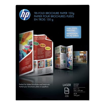 Laser Glossy Tri-Fold Brochure Paper, 97 Bright, 40 lb Bond Weight, 8.5 x 11, White, 150/Pack1