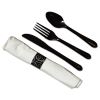 CaterWrap Heavyweight Cutlery Combo, Fork/Spoon/Knife/Napkin, Black, 100/Carton2