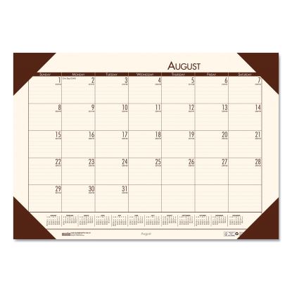 EcoTones Recycled Academic Desk Pad Calendar, 18.5 x 13, Cream Sheets, Brown Corners, 12-Month (Aug to July): 2021 to 20221