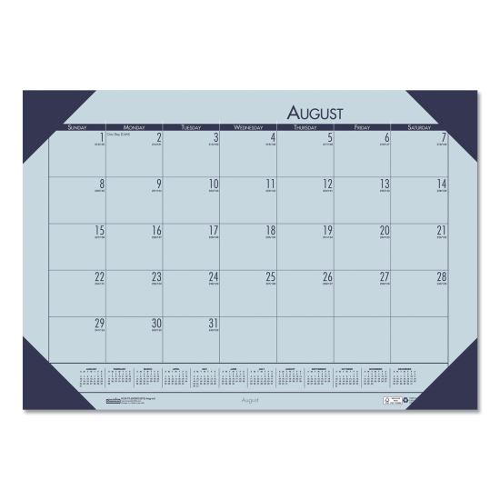 EcoTones Recycled Academic Desk Pad Calendar, 18.5 x 13, Orchid Sheets, Cordovan Corners, 12-Month (Aug-July): 2022-20231