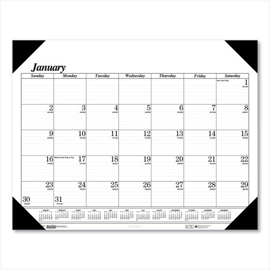 Recycled One-Color Refillable Monthly Desk Pad Calendar, 22 x 17, White Sheets, Black Binding/Corners,12-Month(Jan-Dec): 20231