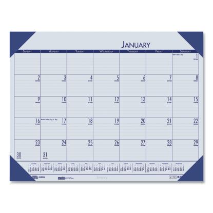 EcoTones Recycled Monthly Desk Pad Calendar, 22 x 17, Ocean Blue Sheets/Corners, Black Binding, 12-Month (Jan-Dec): 20231