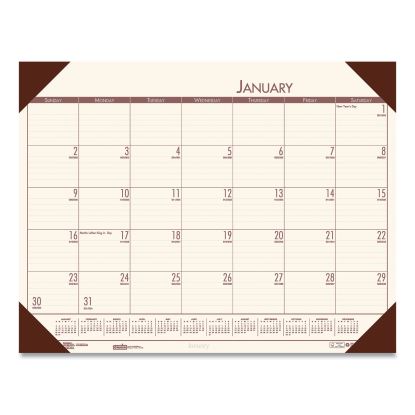 EcoTones Recycled Monthly Desk Pad Calendar, 22 x 17, Moonlight Cream Sheets, Brown Corners, 12-Month (Jan to Dec): 20221