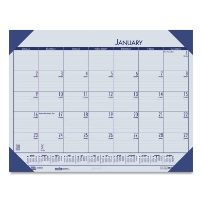 EcoTones Recycled Monthly Desk Pad Calendar, 18.5 x 13, Ocean Blue Sheets/Corners, Black Binding, 12-Month (Jan to Dec): 20221