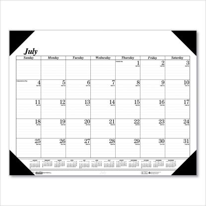 Recycled Economy Academic Desk Pad Calendar, 22 x 17, White/Black Sheets, Black Binding/Corners,14-Month(July-Aug): 2021-20221
