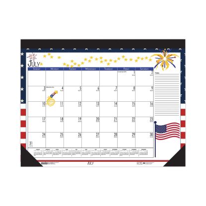 Recycled Desk Pad Calendar, Earthscapes Seasonal Artwork, 22 x 17, Black Binding/Corners,12-Month (July-June): 2022-20231