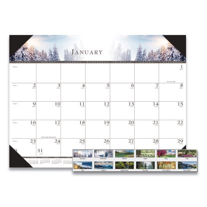 Recycled Full-Color Monthly Desk Pad Calendar, Nature Photography, 22 x 17, Black Binding/Corners,12-Month (Jan to Dec): 20221