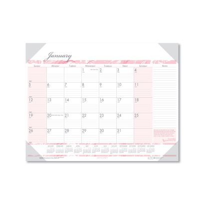 Recycled Monthly Desk Pad Calendar, Breast Cancer Awareness Artwork, 22 x 17, Black Binding/Corners,12-Month (Jan-Dec): 20221