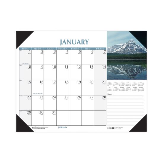 Earthscapes Scenic Desk Pad Calendar, Scenic Photos, 18.5 x 13, White Sheets, Black Binding/Corners,12-Month (Jan-Dec): 20221