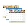 Recycled Desk Pad Calendar, Geometric Artwork, 22 x 17, White Sheets, Black Binding/Corners,12-Month (Jan to Dec): 20222