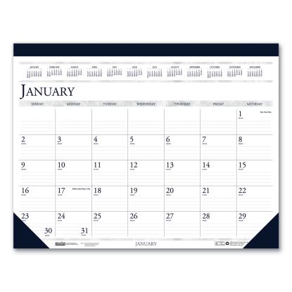 Recycled Two-Color Perforated Monthly Desk Pad Calendar, 22 x 17, Blue Binding/Corners, 12-Month (Jan-Dec): 20231