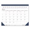 Recycled Academic Desk Pad Calendar, 18.5 x 13, White/Blue Sheets, Blue Binding/Corners, 14-Month (July to Aug): 2021 to 20222