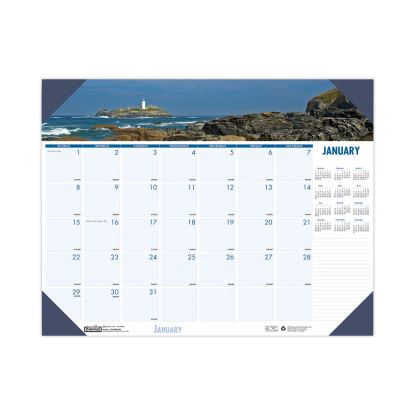 Earthscapes Recycled Monthly Desk Pad Calendar, Coastlines Photos, 22 x 17, Black Binding/Corners,12-Month (Jan-Dec): 20231