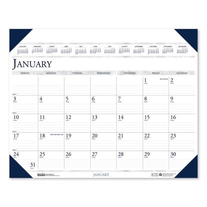 Executive Monthly Desk Pad Calendar, 24 x 19, White/Blue Sheets, Blue Corners, 12-Month (Jan to Dec): 20221