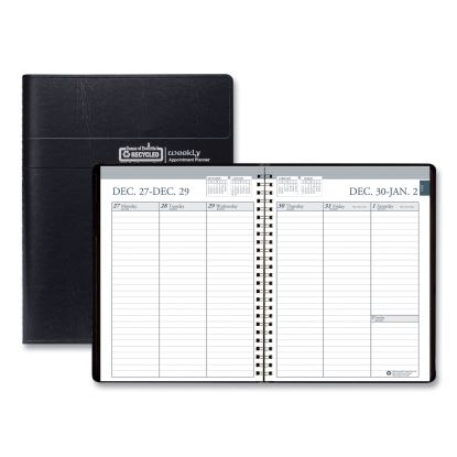 Recycled Weekly Appointment Book Ruled without Appointment Times, 8.75 x 6.88, Black Cover, 12-Month (Jan to Dec): 20231