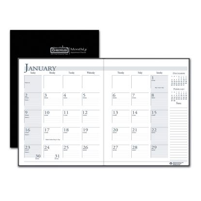 Recycled Ruled 14-Month Planner with Stitched Leatherette Cover, 10 x 7, Black Cover, 14-Month (Dec to Jan): 2022 to 20241
