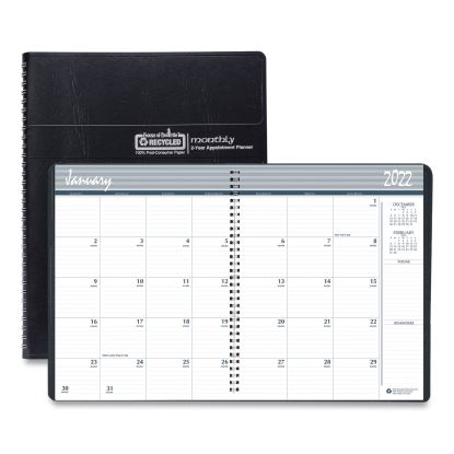 24-Month Recycled Ruled Monthly Planner, 11 x 8.5, Black Cover, 24-Month (Jan to Dec): 2023 to 20241