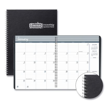 Monthly Hard Cover Planner, 11 x 8.5, Black Cover, 14-Month (Dec to Jan): 2022 to 20241