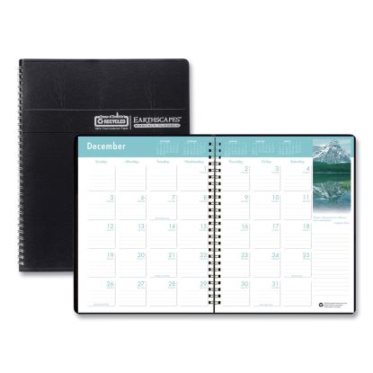 Earthscapes Recycled Ruled Monthly Planner, Landscapes Color Photos, 11 x 8.5, Black Cover, 14-Month (Dec-Jan): 2022-20241