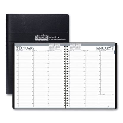 Recycled Professional Weekly Planner, 15-Minute Appts, 11 x 8.5, Black Wirebound Soft Cover, 24-Month (Jan-Dec): 2023-20241