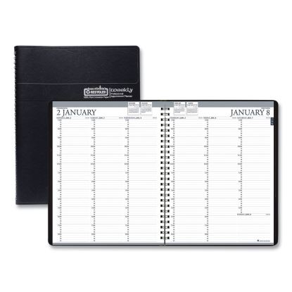 Recycled Professional Weekly Planner, 15-Minute Appts, 11 x 8.5, Black Wirebound Soft Cover, 12-Month (Jan to Dec): 20231