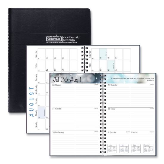 Recycled Academic Weekly/Monthly Appointment Planner, 8 x 5, Black Cover, 13-Month (Aug to Aug): 2022 to 20231